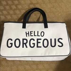 White Canvas Tote with Black Trim